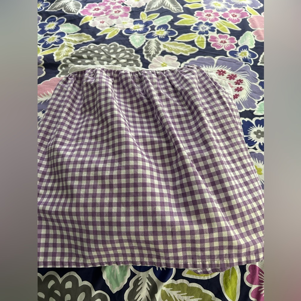Purple gingham bed skirt